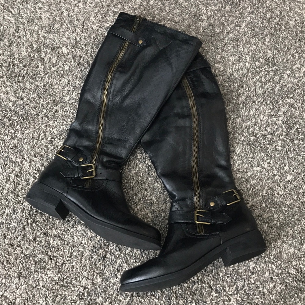 New Steve Madden black leather boots size 8.5